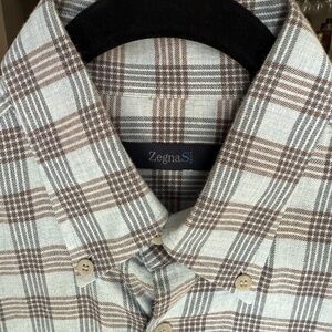 Zegna men's long sleeve button down, lightweight flannel